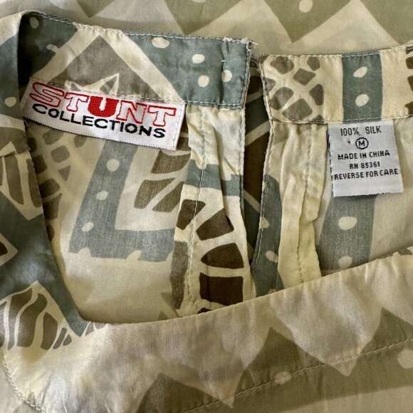 VINTAGE 80's STUNT COLLECTIONS Artsy Silk Blouse Top Women's Size M - Picture 7 of 8